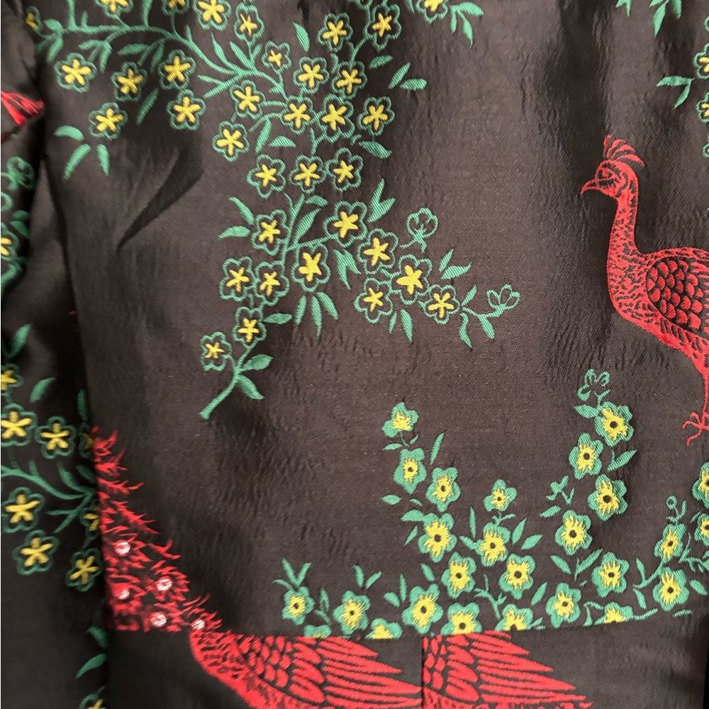 FASHION FIT  Black Coat with Red Peacocks - Picture 5 of 6